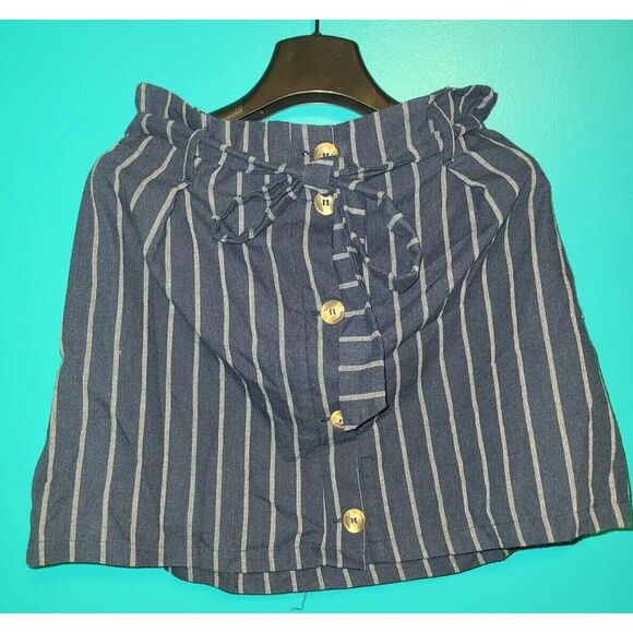 Charlotte Russe Size Small S Blue Pinstripe Mini Skirt With Tie Style # LB54565 - Picture 1 of 6